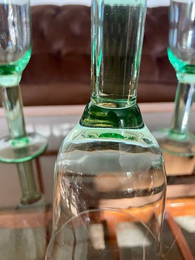 Tall Vintage Artisan Green Wine Water Glasses Sweden 1990s