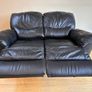 Black Leather Recliner Suite Image 7