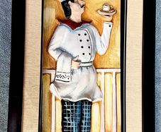 Inset 3D embossed picture of chef