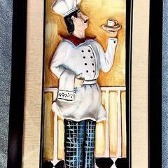 Inset 3D embossed picture of chef