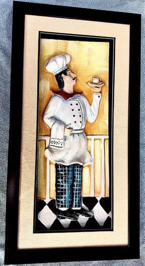 Inset 3D embossed picture of chef