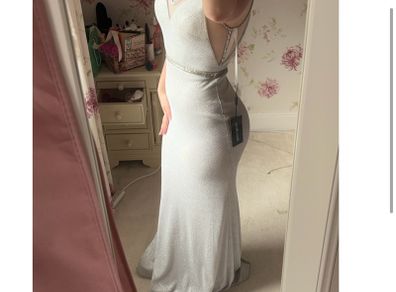 simply devine silver/white debs dress