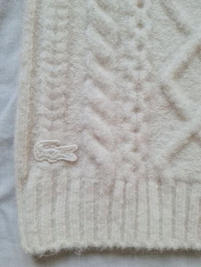 Lacoste alpaca wool Knitted long jumper Size 10 eu 38 cream in new condition