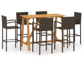 7 Piece Garden Bar Set Brown