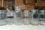 491 - Set of 6 Vintage Clear Glass Screw Top Collectible Decorative Jars