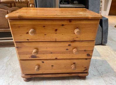 Lovely Solid 3 Drawer Pine Chest Of Drawers - Cabinet - Can Deliver