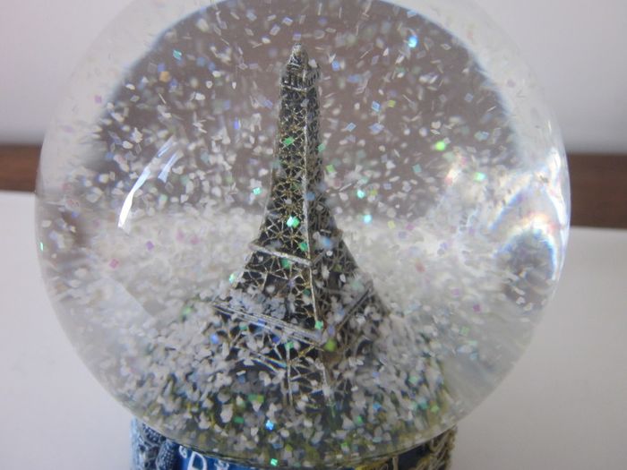 Vintage Musicial Snow Globe Eiffel Tower with Music  Love Story