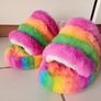 New UGG Fluff Rainbow Color Women's Slippers Image 8