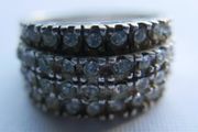 Vintage Sterling Silver 925 Lab Created Ice White Cubic Zirconia Cluster Ring size P - 4,95g