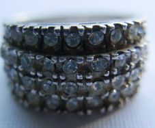 Vintage Sterling Silver 925 Lab Created Ice White Cubic Zirconia Cluster Ring size P - 4,95g