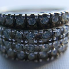 Vintage Sterling Silver 925 Lab Created Ice White Cubic Zirconia Cluster Ring size P - 4,95g