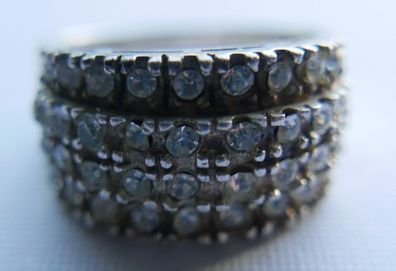 Vintage Sterling Silver 925 Lab Created Ice White Cubic Zirconia Cluster Ring size P - 4,95g