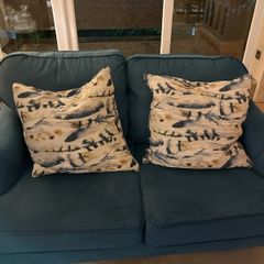 Blue Sofa with 2 x Paul Costello Cushions