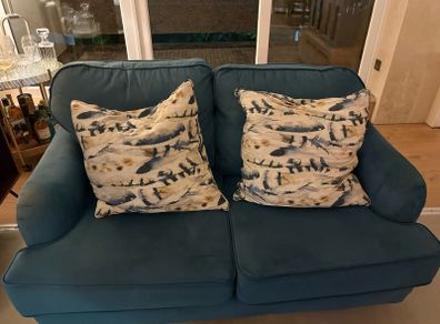 Blue Sofa with 2 x Paul Costello Cushions