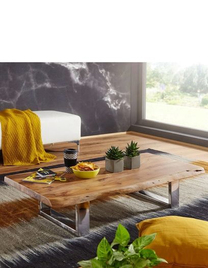 Solid Wood Live Edge Coffee Table  Rustic Modern Living Room Table