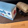 x2 Toy storage boxes Personalized white toy box features a light blue cushioned seat, the name "Jack" and pirate plastic box with lead Image 8