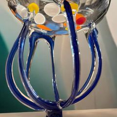 Beautiful, colorful vintage crystal piece with a unique design.
