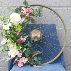 60cm Sage green floral bicycle wheel