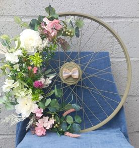 60cm Sage green floral bicycle wheel