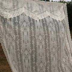 vintage ivory lace curtain panel