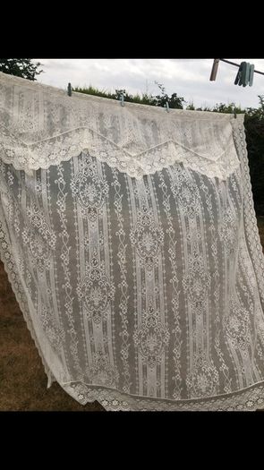 vintage ivory lace curtain panel