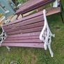Garden Bench Cast iron fully restored seat outside outdoor garden sitting treated timber decorations, furniture patio  decking, home house cottage ignore flowers pots plants, garden statue chair  swing patio heater bbq hammock sun  farm shop gift Image 2
