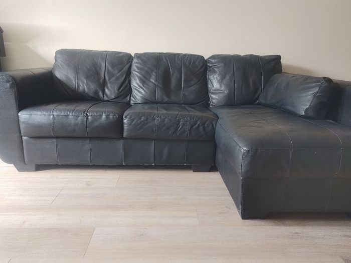 FREE 3-Seater L-Shaped Black Sofa