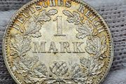 Germany Silver 1915 1 Mark Beautiful Uncirculated Swirling Lustre Toned