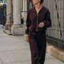 Fab Zara Dark Burgundy Suede Effect Hoodie Jacket and Matching Wide Leg Trousers Co Ord   UK 14 Image 7