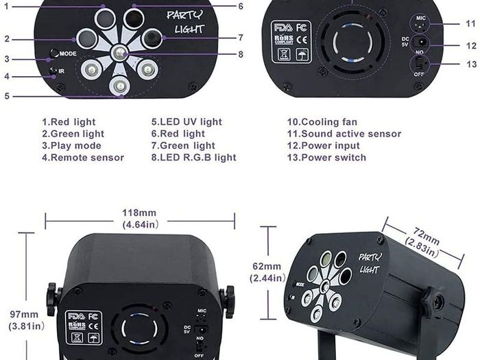Laser Projector Lights RGB UV DJ Disco Stage Party Lights for Christmas Halloween Birthday Weddin