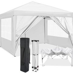 3 x 3 m  Waterproof, Foldable Garden Gazebo, Festival Sun Protection, Foldable Gazebo with 4 Side Panels and Carry Bag,