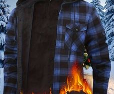 Men's Thickened Fleece-Lined Hooded Plaid Warm Shirt Jacket