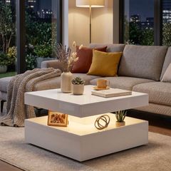 LED Coffee Table High Gloss 7 Color RGB and Remote