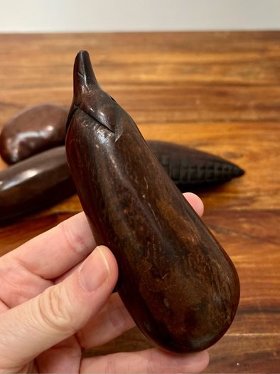 Set of 5 Vintage Carved Wooden Fruit
