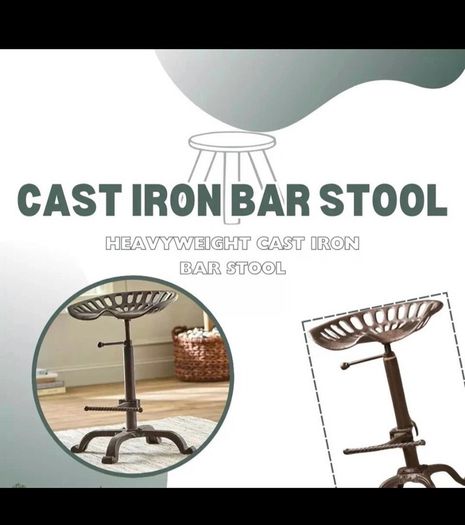 NEW Cast Iron Tractor Style Kitchen Bar Stool Vintage Style