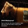 Icicle Lights Outdoor, 46ft 480 LED Window Curtain Lights Mains Powered Warm White 8 Modes Waterproof Christmas Fairy String Lights for Garden Xmas Party Outside Decorations, White Cable Image 4