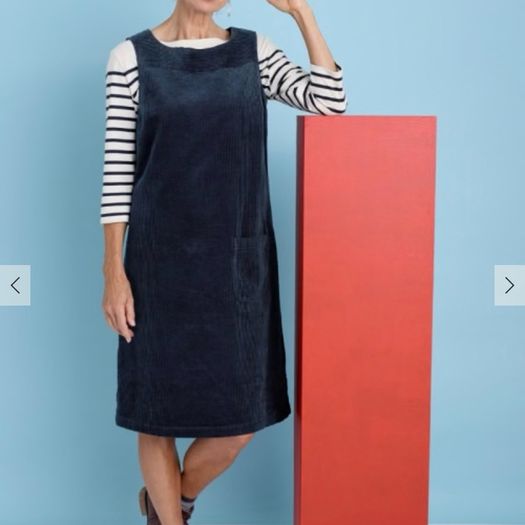 Seasalt Cornwall Safflower Navy Corduroy Pinafore Dress UK 12