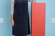 Seasalt Cornwall Safflower Navy Corduroy Pinafore Dress UK 12