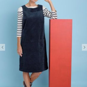 Seasalt Cornwall Safflower Navy Corduroy Pinafore Dress UK 12