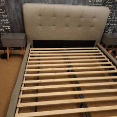 bed king size Grey colour, Plus two bedside cabinets