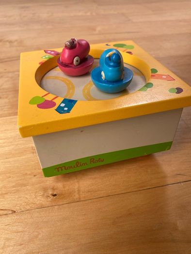 Vintage windup musical box by Moulin Roty