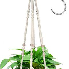 Hanging Planters Baskets, Cotton Rope Macrame Plant Hanger with Hanging Hooks, Wall Hanging Flower Pot Holder for Patio Deck Ceiling Plant Holder - 89CM
