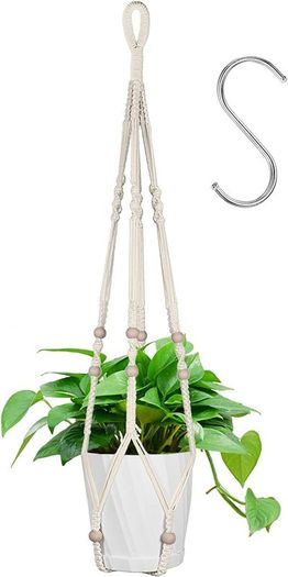 Hanging Planters Baskets, Cotton Rope Macrame Plant Hanger with Hanging Hooks, Wall Hanging Flower Pot Holder for Patio Deck Ceiling Plant Holder - 89CM
