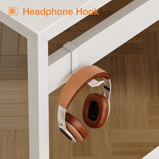 Computer Desk with Drawers 120 x 48 cm Office Storage Headphone for Small Spaces Reversible Study Table Home White