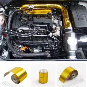 Gold Car Thermal Exhaust Tape Auto Reset Thermal Insulation Protection Tape Flame Retardant Self-Adhesive Heat Reflective