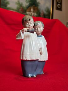 NAO by Lladro porcelain figurine Two Choir Boys with Trumpet