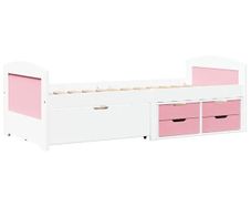Day Bed with 5 Drawers without Mattress IRUN White&Pink 90x200 cm