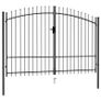 _Fence Gate Double Door with Spike Top Steel 3x1.75 m Black Image 2