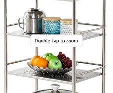 Stainless Steel 3/4 Tier Trolley Cart Wheels Utility Shelf Storage Rack Kitchen Cart Serving Salon BBQ For Hotels Restaurants C(60 32 96cm 4 Tier)