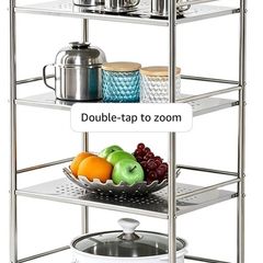 Stainless Steel 3/4 Tier Trolley Cart Wheels Utility Shelf Storage Rack Kitchen Cart Serving Salon BBQ For Hotels Restaurants C(60 32 96cm 4 Tier)